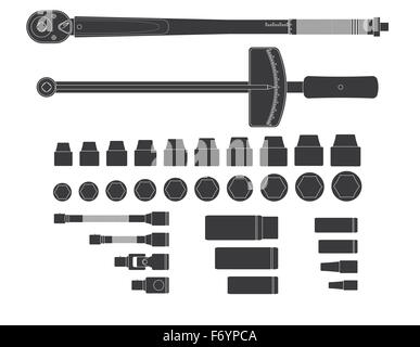 Detailed torque wrenches isolated on white background Stock Photo