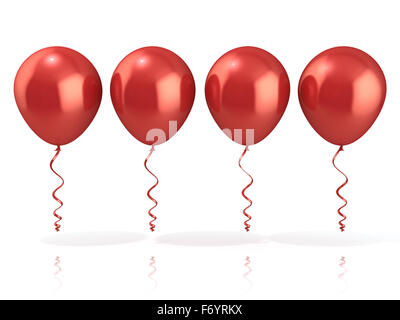 Red balloons, isolated on white background Stock Photo