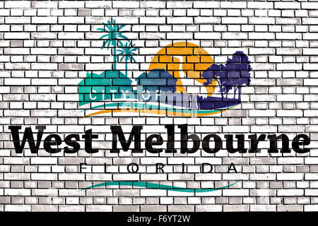 flag of West Melbourne painted on brick wall Stock Photo
