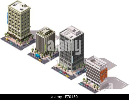 Vector isometric buildings set Stock Vector