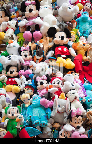 Disney characters soft toys that make up the 2015 Disney Christmas Tree at St Pancras International Station Stock Photo