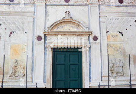 Decorative facade of Scuola Grande di San Marco, now the Ospedale Civile, Campo Santi Giovanni and Paolo Venice Veneto Italy Stock Photo