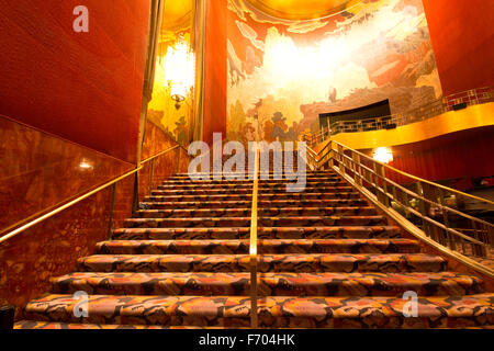 View of staircase at historic Radio City Music Hall in New York City Stock Photo