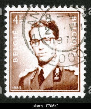 BELGIUM - CIRCA 1958: A stamp printed in Belgium, shows Baudouin I of Belgium, circa 1958 Stock Photo