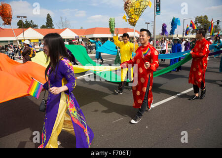 Orange County, City of Westminster, Southern California, USA, February 21, 2015, Little Saigon, Vitenamese-American Community,  TET Parade celebrates Tet Lunar New Year Stock Photo