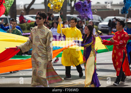 Orange County, City of Westminster, Southern California, USA, February 21, 2015, Little Saigon, Vitenamese-American Community,  TET Parade celebrates Tet Lunar New Year Stock Photo