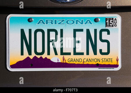 Arizona, Tucson, USA, vanity license plate says 'New Orleans' Stock Photo