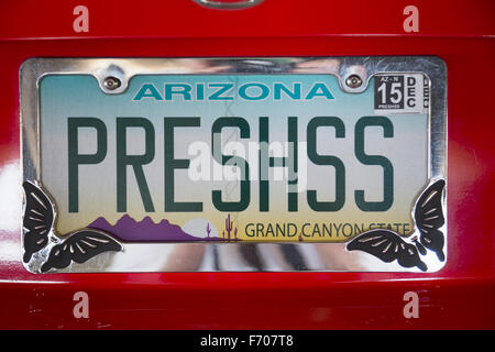 Arizona, Tucson, USA, vanity license plate Stock Photo
