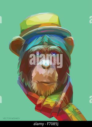 Chimpanzee polygonal illustration. Vector  eps 10 Stock Vector