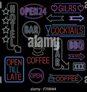 Neon font set Stock Vector