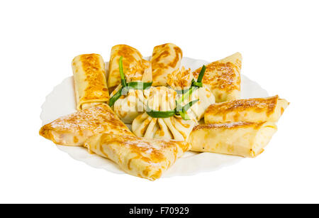 spring rolls on the plate, isolated on white background Stock Photo