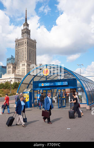 Entrance to Warsaw Metro Centrum station in Warsaw, Poland Stock Photo
