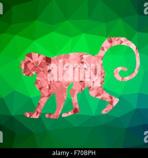 Red Mosaic Monkey Stock Vector