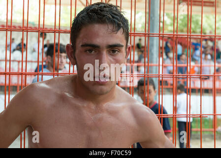 Wrestler, Kirkpinar 654th Oil Wrestling Championships, Edirne, Turkey (July 2015) Stock Photo