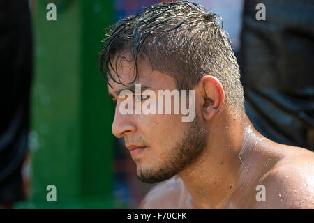 Wrestler, Kirkpinar 654th Oil Wrestling Championships, Edirne, Turkey (July 2015) Stock Photo