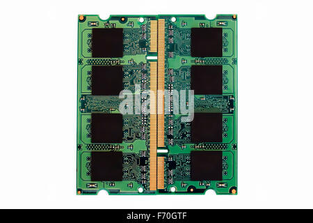 Close-up of computer RAM memory isolated on white. Stock Photo