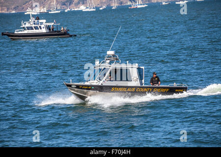 Stanislaus County Sheriff's rescue boat patrolling the San Francisco Bay during fleet week, San Francisco, California, USA Stock Photo