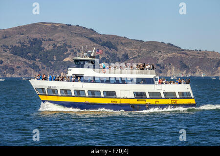 The Blue and Gold ferry transporting passengers across the San Francisco Bay, San Francisco, California, USA Stock Photo