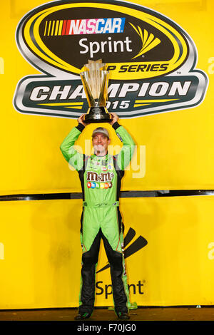 Homestead, FL, USA. 23rd Nov, 2015. Homestead, FL - Nov 23, 2015: Kyle Busch (18) wins the 2015 NASCAR Sprint Cup Championship following the FORD EcoBoost 400 at Homestead Miami Speedway in Homestead, FL. © csm/Alamy Live News Stock Photo