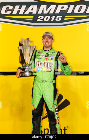 Homestead, FL, USA. 23rd Nov, 2015. Homestead, FL - Nov 23, 2015: Kyle Busch (18) wins the 2015 NASCAR Sprint Cup Championship following the FORD EcoBoost 400 at Homestead Miami Speedway in Homestead, FL. © csm/Alamy Live News Stock Photo