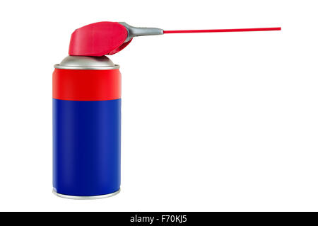 Spray can with plastic pipe isolated on white background with clipping path Stock Photo