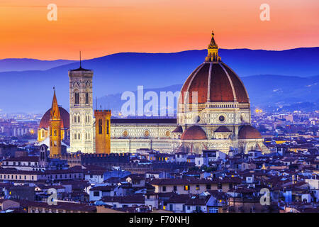 The Cathedral and the Brunelleschi Dome at sunset. Florence, Italy Stock Photo