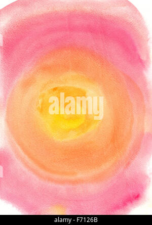 Watercolor abstract painting. Yellow, orange and pink colors Stock Photo