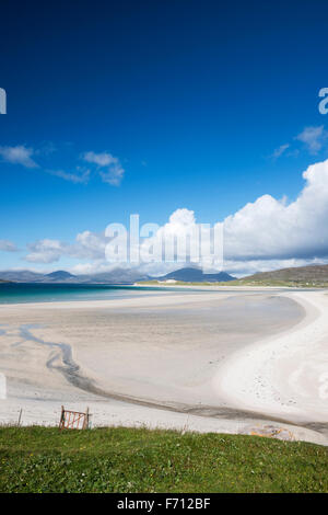 Seilebost beach looking north north east towards Losgaintir and the mountains of North Harris, Outer Hebrides, Scotland, UK Stock Photo