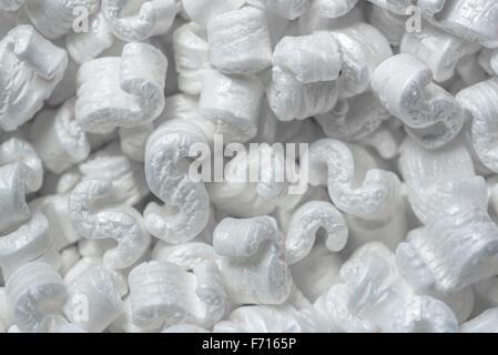 S shaped polystyrene packing chips macro. Stock Photo