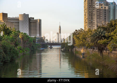 Landscape, Cairo, Egypt, River Nile, Cairo Tower Stock Photo