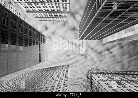 Black and white picture of New York skyscrapers, USA. Stock Photo