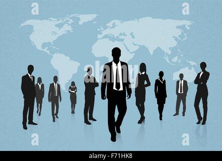 Group of Business People Silhouettes Walking Forward Concept Stock Vector