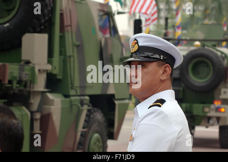 Oct. 15, 2014 - Malaysia - Malaysian Army officer takes a column of armored vehicles at military parade 16 September -  Hari Merdeka (Independence Day)  Kuala Lumpur, Malaysia (Credit Image: © Andrey Nekrasov/ZUMA Wire/ZUMAPRESS.com) Stock Photo