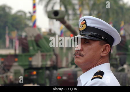 Oct. 15, 2014 - Malaysia - Malaysian Army officer takes a column of armored vehicles at military parade 16 September -  Hari Merdeka (Independence Day)  Kuala Lumpur, Malaysia (Credit Image: © Andrey Nekrasov/ZUMA Wire/ZUMAPRESS.com) Stock Photo