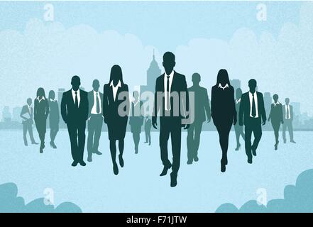Group of Business People Silhouettes Walking Forward Concept Businesspeople Stock Vector