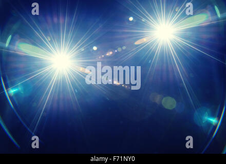 Natural lens flare blue background Stock Photo