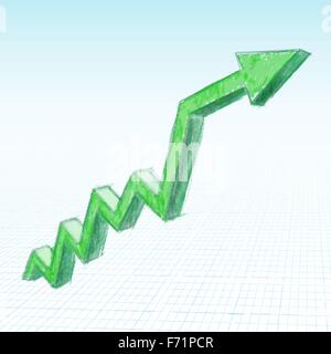 vector image of hand drawn graph arrow. Transparency used. Illustration made with clipping path. Stock Vector