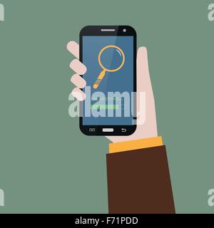 mobile phone search.  image of mobile phone. Transparency used. Stock Vector