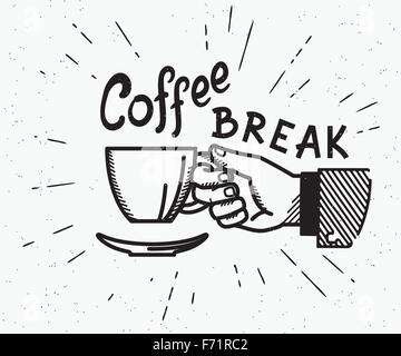 Retro coffee break crafted illustration Stock Vector