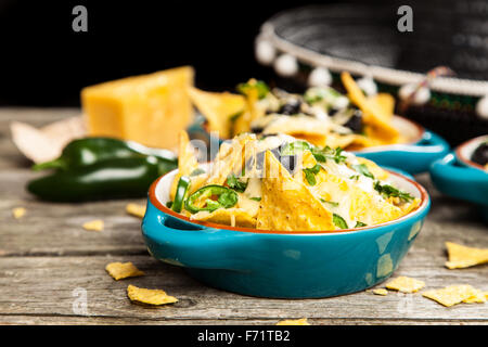 Nachos with melted cheese Stock Photo