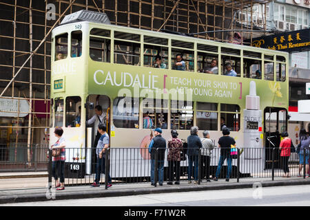 hong kong double decker tram Stock Photo