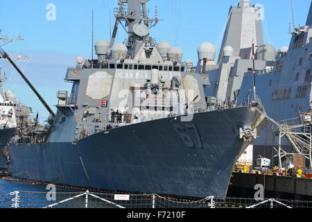 US Navy destroyer DDG-67 USS Darrell S Cole in 2015 at the Norfolk Naval Ship Yards Stock Photo