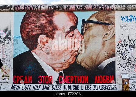 BERLIN, GERMANY - JULY 2, 2014: Fragment of East Side Gallery in Berlin. It's a 1.3 km long part of original Berlin Wall which c