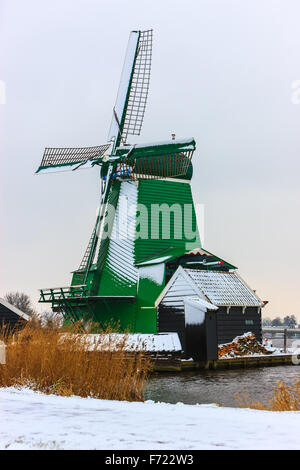 Zaanse Schans in winter, in Zaandijk, north holland, Netherlands. Stock Photo