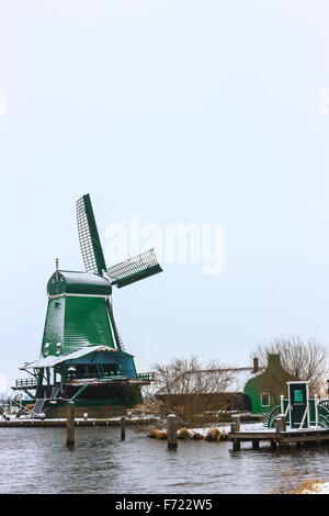 Zaanse Schans in winter, in Zaandijk, north holland, Netherlands. Stock Photo