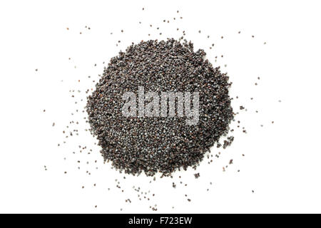 Poppy seeds from above isolated on white background Stock Photo