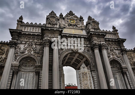 Main gate of the Dolmabahce Palace on a cloudy day Stock Photo
