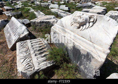 Remaining ruins of  Miletus an ancient Greek city on the western coast of Anatolia, Stock Photo