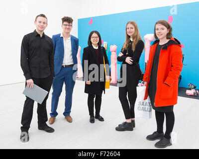 London, UK. 23 November 2015. Young artists. Press preview of the shortlisted artists for the competition UK/raine: Emerging Artists from the UK and Ukraine at the Saatchi Gallery. The competition runs in collaboration with the Firtash Foundation which is worth GBP 75,000 in prize money. The exhibition which runs from 24 November 2015 to 2 January 2016 offers a snapshot of a new generation of up-and-coming artists and of some of the most exciting work coming out from the UK and Ukraine. Stock Photo