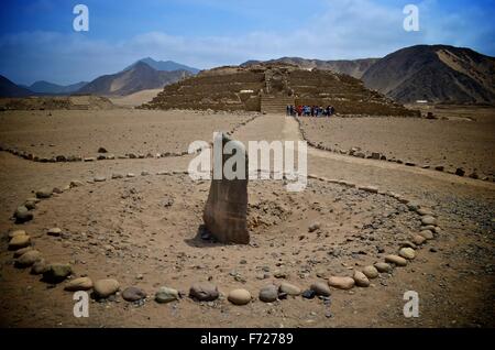 Caral, UNESCO world heritage site and the most ancient city in the Americas. Located in Supe valley, 200km north of Lima, Peru Stock Photo